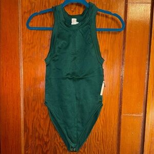 Emerald Green Seamless Sleeveless Bodysuit with Snaps
